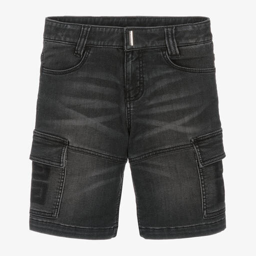 Givenchy-Boys Black Denim Cargo Shorts | Childrensalon