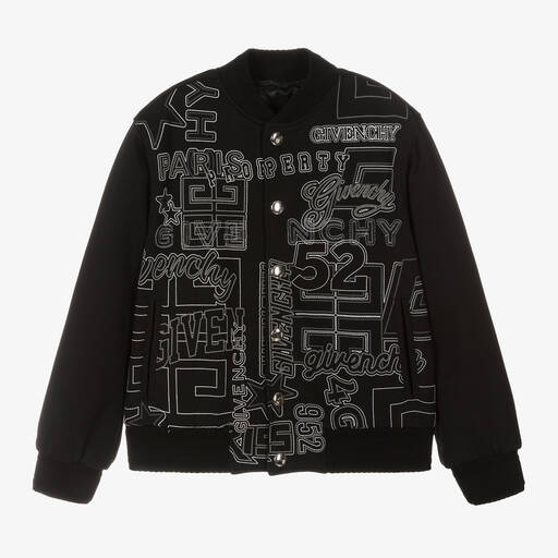 Givenchy-Boys Black Embroidered Cotton Jacket | Childrensalon