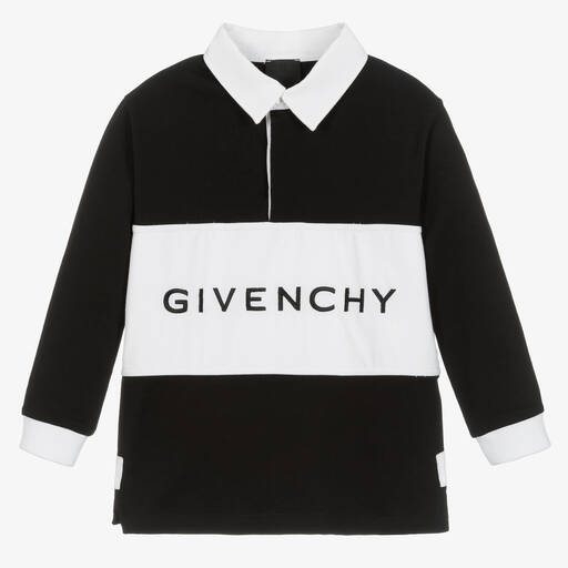 Givenchy-Boys Black & White Cotton Rugby Shirt | Childrensalon