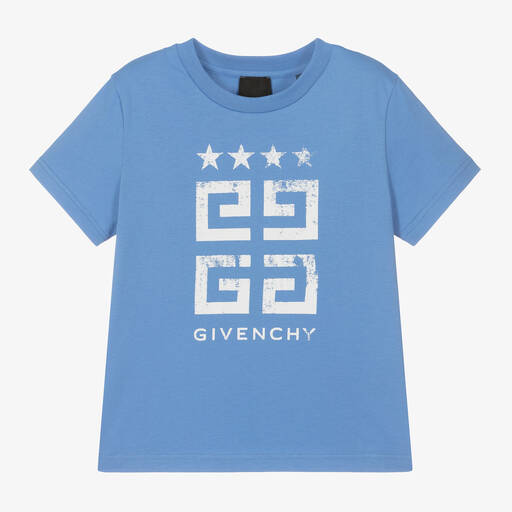 Givenchy-Голубая футболка из хлопкового джерси для мальчиков | Childrensalon