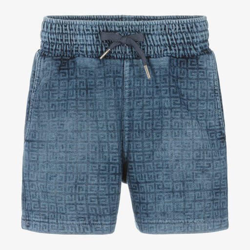 Givenchy-Boys Blue Cotton 4G Shorts | Childrensalon