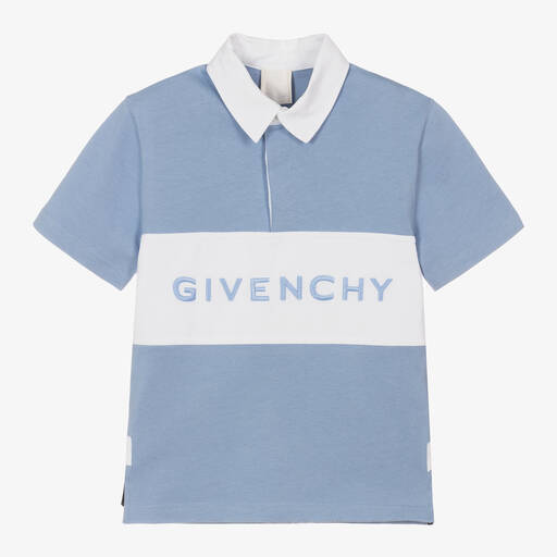 Givenchy-توب رغبي قطن لون أزرق وأبيض للأولاد  | Childrensalon