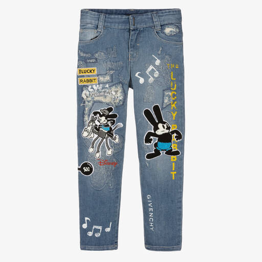 Givenchy-Boys Blue Distressed Denim Disney Jeans | Childrensalon