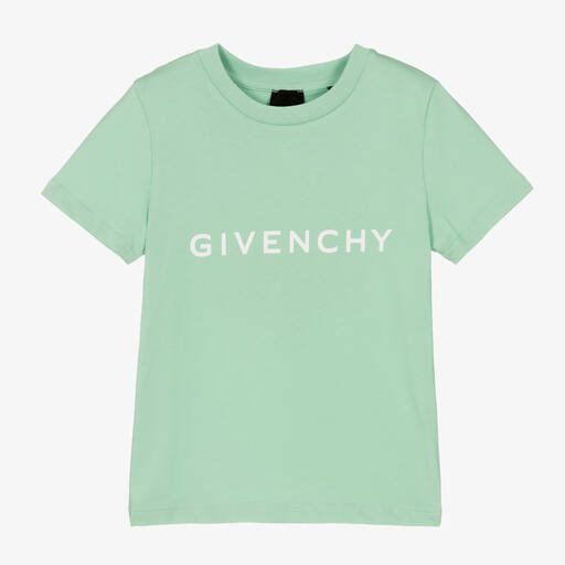 Givenchy-Boys Green Cotton Logo T-Shirt | Childrensalon