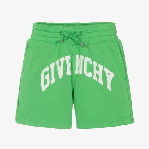 Givenchy-Boys Green Cotton Varsity Shorts | Childrensalon