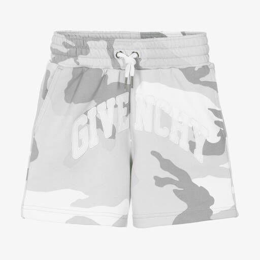 Givenchy-Boys Grey Cotton Camouflage Shorts | Childrensalon