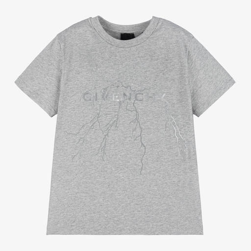 Givenchy-Boys Grey Marl Cotton T-Shirt | Childrensalon