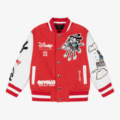 Givenchy-Boys Red Cotton Disney Baseball Jacket | Childrensalon
