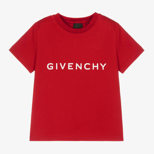 Givenchy-Boys Red Cotton Graphic T-Shirt | Childrensalon