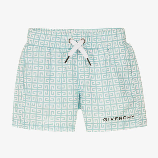 Givenchy-Boys Sage Green 4G Swim Shorts | Childrensalon