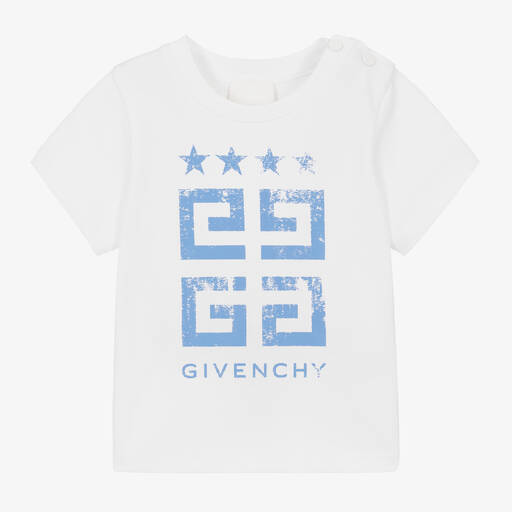 Givenchy-تيشيرت أطفال ولادي بطبعة 4G قطن لون أبيض | Childrensalon