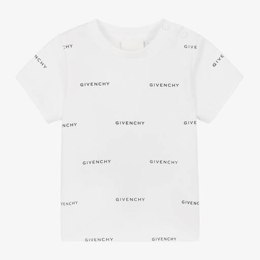 Givenchy-Boys White Cotton 4G logo print T-Shirt | Childrensalon