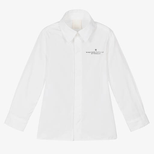 Givenchy-Boys White Cotton Embroidered Shirt | Childrensalon