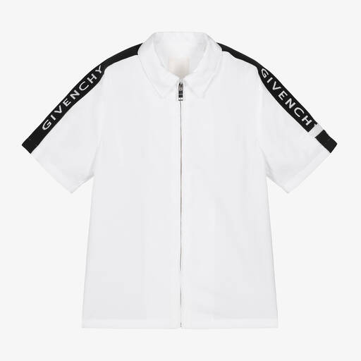 Givenchy-Boys White Cotton Zip-Up Shirt | Childrensalon