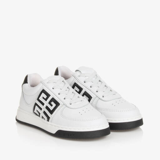 Givenchy-Белые кожаные кроссовки на шнуровке для мальчиков | Childrensalon