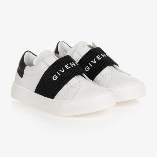 Givenchy-ترينرز 4G جلد لون أبيض وأسود للأولاد | Childrensalon