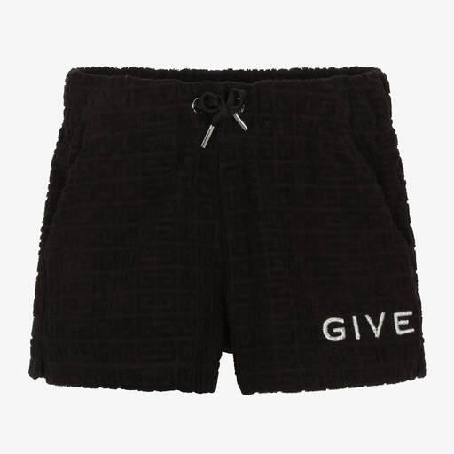 Givenchy-Girls Black 4G Jacquard Shorts | Childrensalon