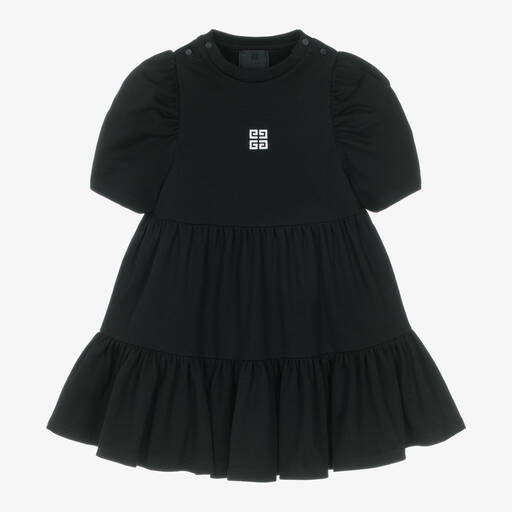 Givenchy- فستان بشعار 4G قطن جيرسي لون أسود | Childrensalon