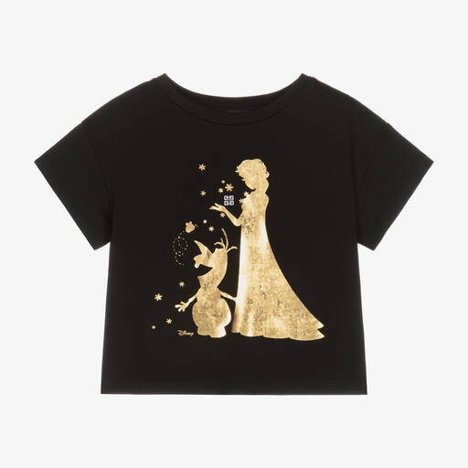 Givenchy-Girls Black Cotton Disney T-Shirt | Childrensalon