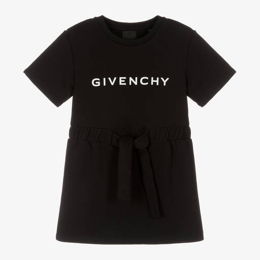 Givenchy-Robe noire en jersey de coton fille | Childrensalon