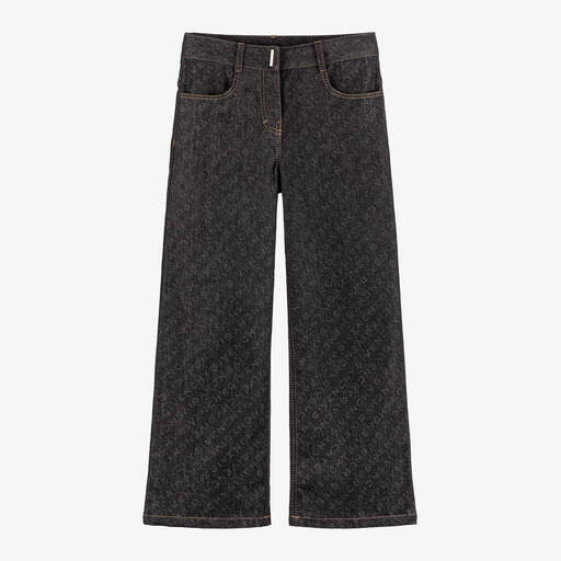 Givenchy-Girls Black Wide Leg Denim Jeans | Childrensalon