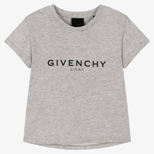 Givenchy-Girls Grey Logo T-Shirt | Childrensalon
