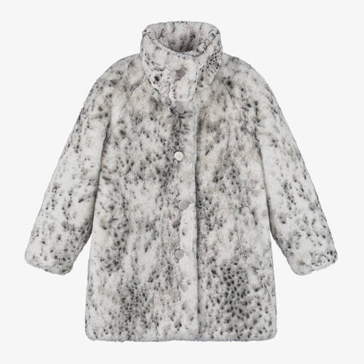 Givenchy-Girls Ivory Ocelot Print Faux Fur Coat | Childrensalon