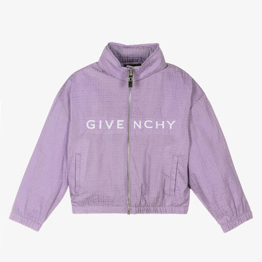 Givenchy-Girls Lilac Purple 4G Zip-Up Jacket | Childrensalon