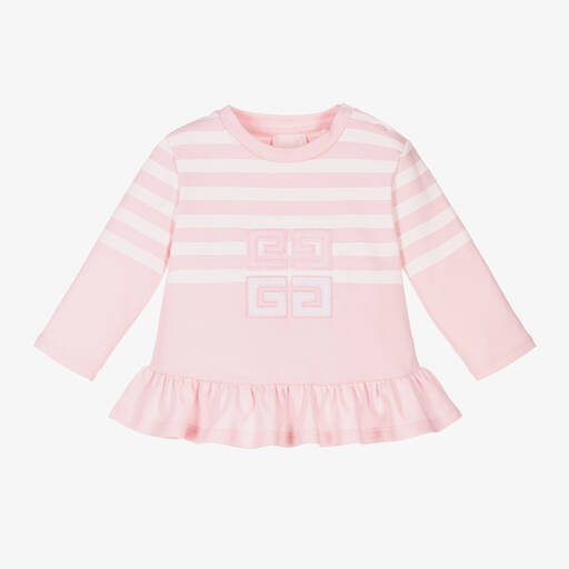 Givenchy-Girls Pale Pink Cotton Top | Childrensalon