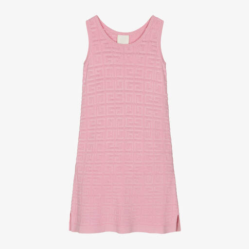 Givenchy-Girls Pink 4G Knitted Midi Dress | Childrensalon