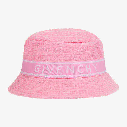 Givenchy-Girls Pink 4G Towelling Bucket Hat | Childrensalon