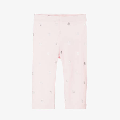 Givenchy-Girls Pink Cotton 4G Logo Leggings | Childrensalon