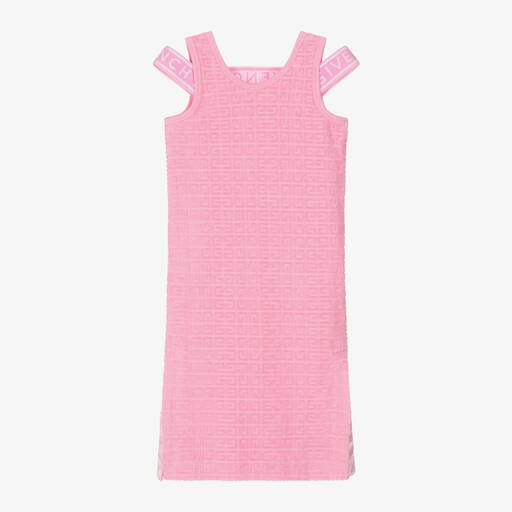 Givenchy-Girls Pink Cotton 4G Towelling Dress | Childrensalon