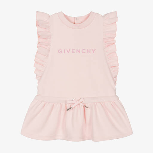 Givenchy-فستان أطفال بناتي قطن جيرسي لون زهري فاتح | Childrensalon