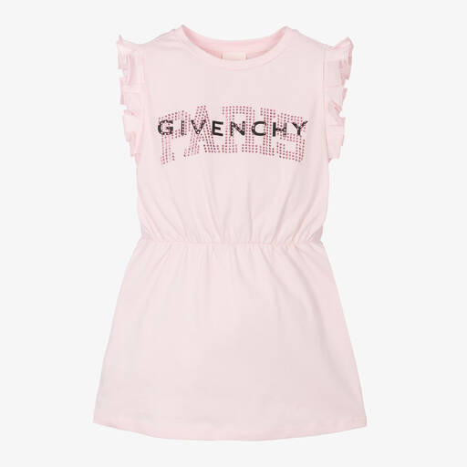 Givenchy-Girls Pink Cotton Rhinestone Dress | Childrensalon