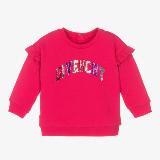 Givenchy-سويتشيرت قطن جيرسي لون زهري أطفال بناتي | Childrensalon