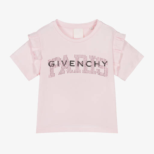 Givenchy-تيشيرت قطن جيرسي لون زهري فاتح للبنات | Childrensalon