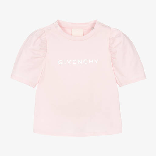 Givenchy-Girls Pink Cotton T-Shirt | Childrensalon