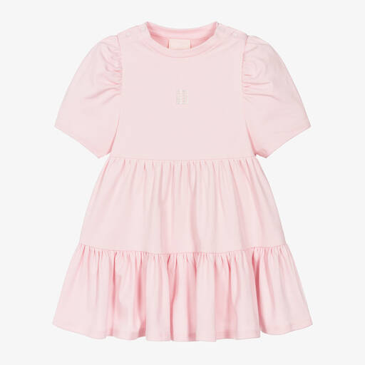 Givenchy-Girls Pink Cotton Tiered Dress | Childrensalon