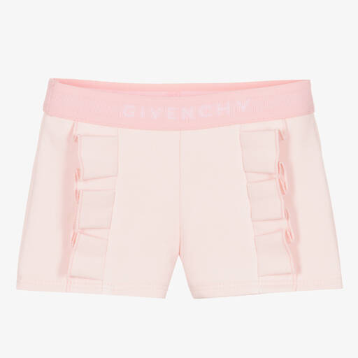 Givenchy-Girls Pink Logo Jersey Shorts | Childrensalon