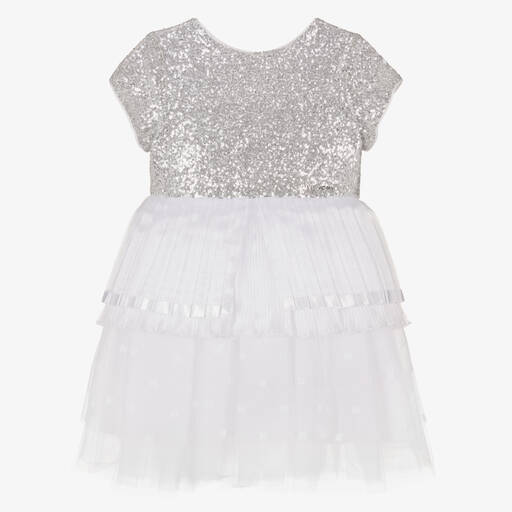 Givenchy-Girls White Tulle Sequin Dress | Childrensalon