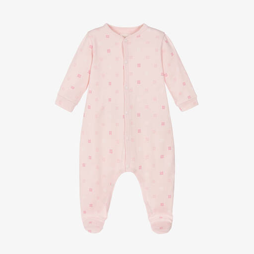 Givenchy-Pink Cotton 4G Logo Babygrow | Childrensalon