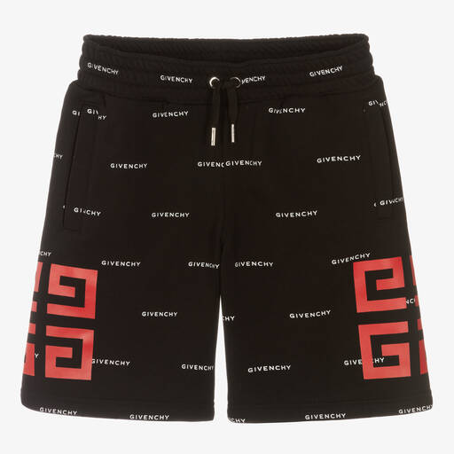 Givenchy-Teen Boys Black 4G Cotton Shorts | Childrensalon
