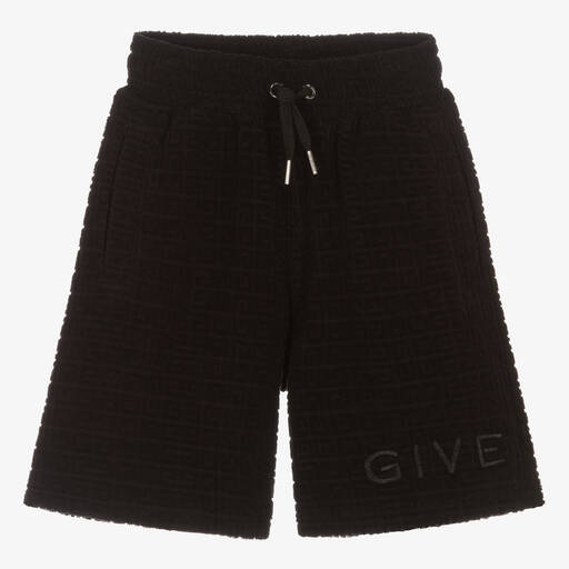 Givenchy-Teen Boys Black 4G Towelling Shorts | Childrensalon