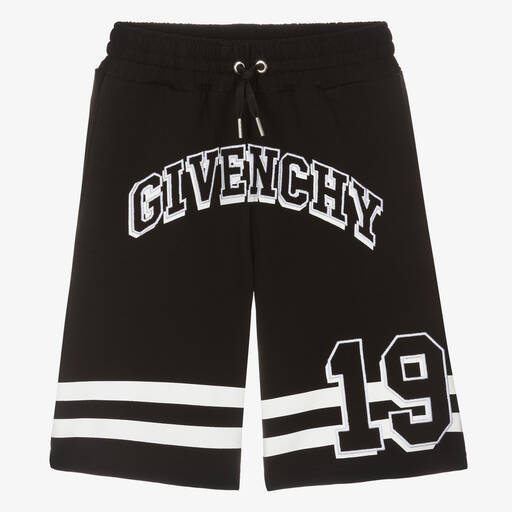 Givenchy-Teen Boys Black Cotton Varsity Shorts | Childrensalon