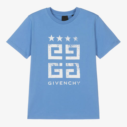 Givenchy-Голубая хлопковая футболка 4G для мальчиков-подростков | Childrensalon