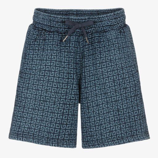 Givenchy-Teen Boys Blue Cotton Jersey 4G Shorts | Childrensalon