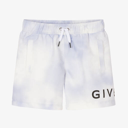 Givenchy-Teen Boys Blue Logo Swim Shorts | Childrensalon