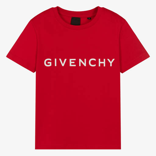 Givenchy-T-shirt rouge en coton à motif ado | Childrensalon