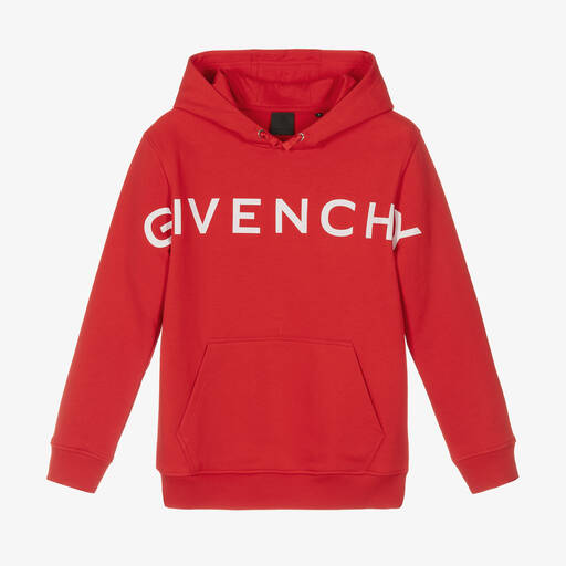 Givenchy-Teen Boys Red Cotton Hoodie | Childrensalon